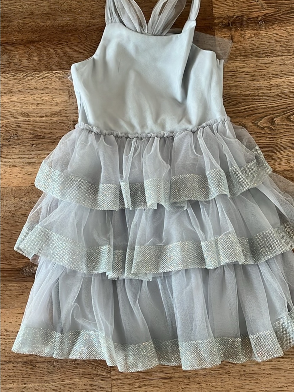 Joyfolie Silver Gray Tulle Tiered Party Dress